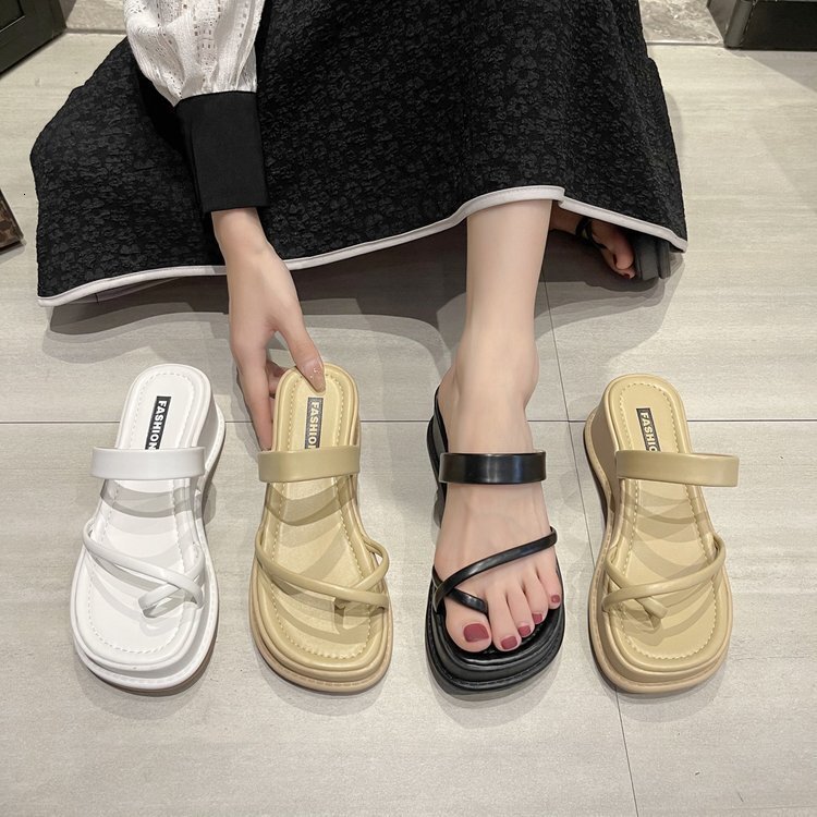 In Ddmywed Toe Summer New Style Square Clip On One Piece Slippers With Sloping Heel And Thick Sole Sandals For Women Chinese Brand Shoes F Ddmysaturn