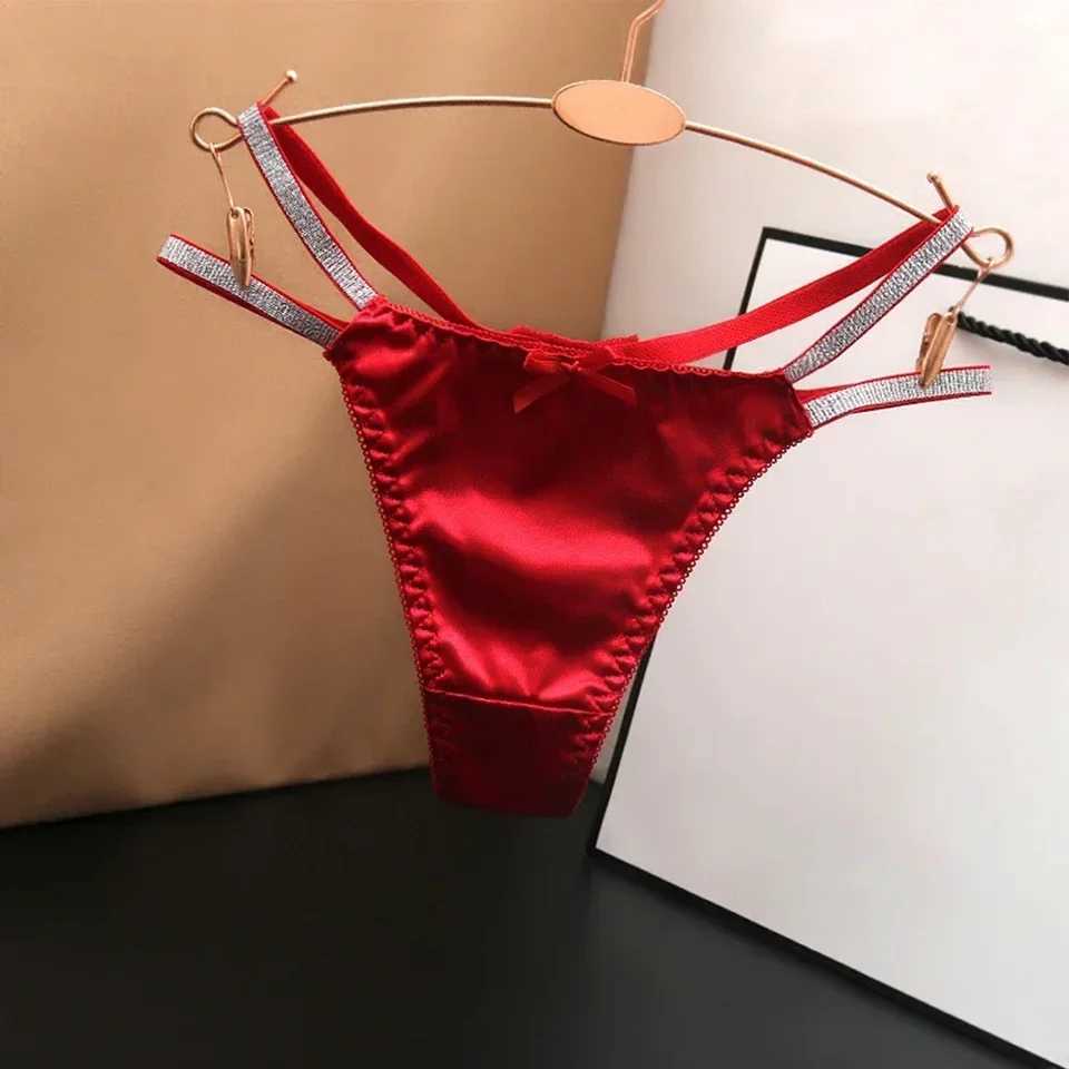 Womens Silky Satin Thongs Panties Lingerie T-back G-strings Low Waist Knickers Underwear Ladies Sexy Bikini BriefsXJ250103