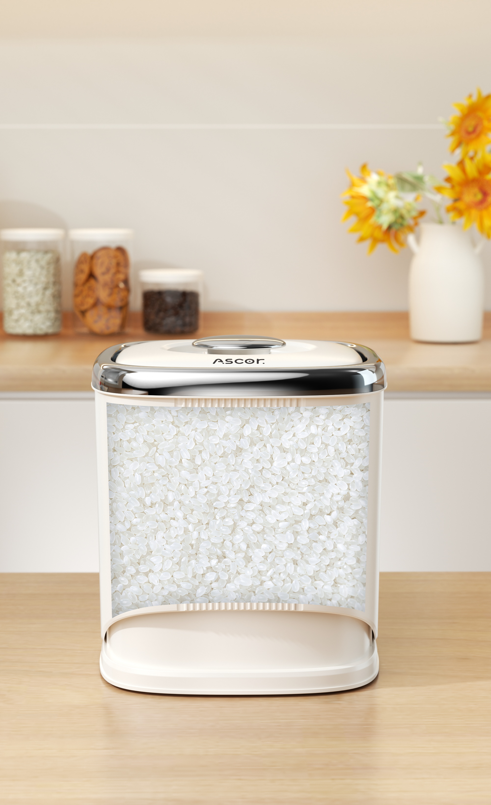 Adjustable Tilting Rice Bucket - Secure Storage & Efficient Scooping at 45°-65° Angle