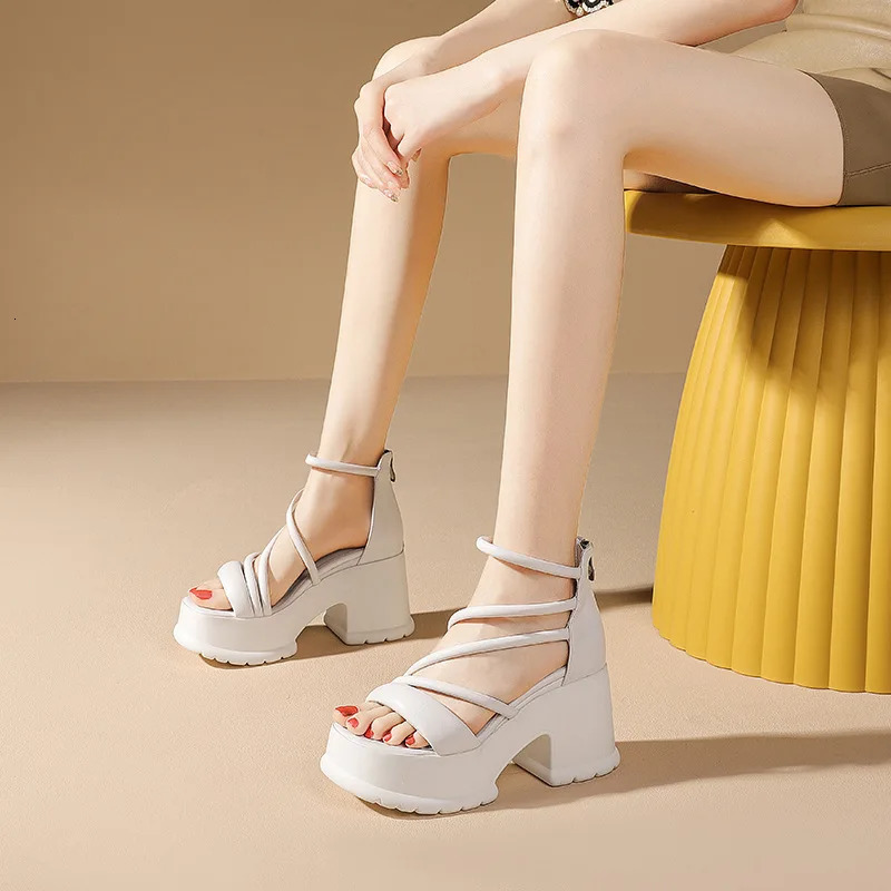 Women Platform High Heels Wedges Buckle Slope Sandals Women Shoes Summer Fashion Thin Band Thick Sole Pumps Zapatos De Mujer 250102