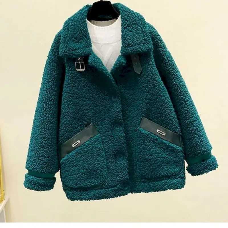 Fashion cashmere coat casual jacket womens new autumn and winter Korean style short sleeved polar wool coat womens jacket M250103