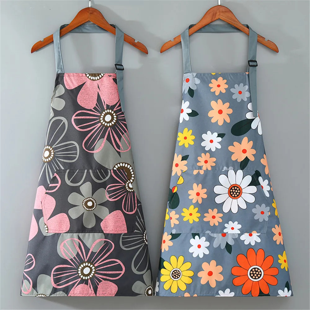 Cute Flower Kitchen Household OilProof Cooking Apron For Women Children Men Waterproof Adult Coffee Baking Accessories 241224z