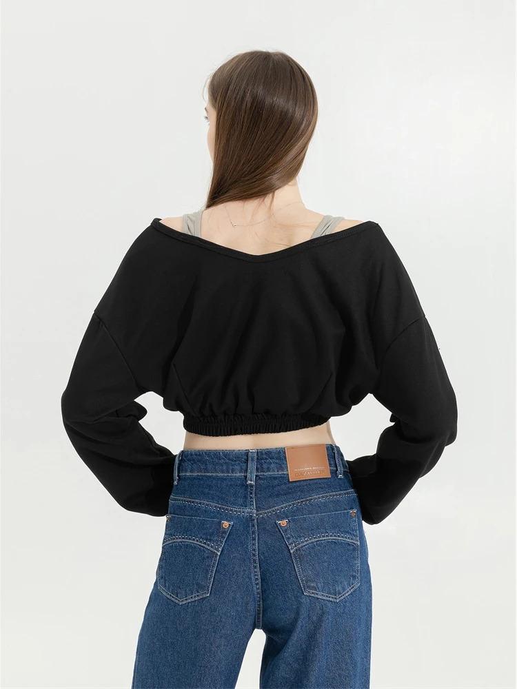 Woman Sweatshirt Hoodies Fashion Female Chic Loose Casual Streetwear Patchwork Ins Street Y2K Two Pieces Hoodies Crop Top 241224