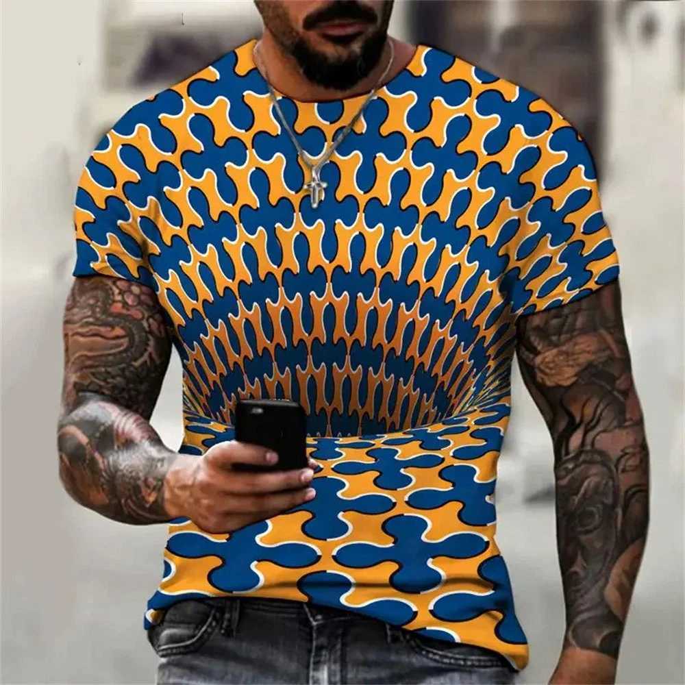 Summer Psychedelic Graphic 3D Print T-Shirts Streetwear Men FashionOversized O-Neck Short Sleeved T Shirt Tees Tops ClothingXJ240102