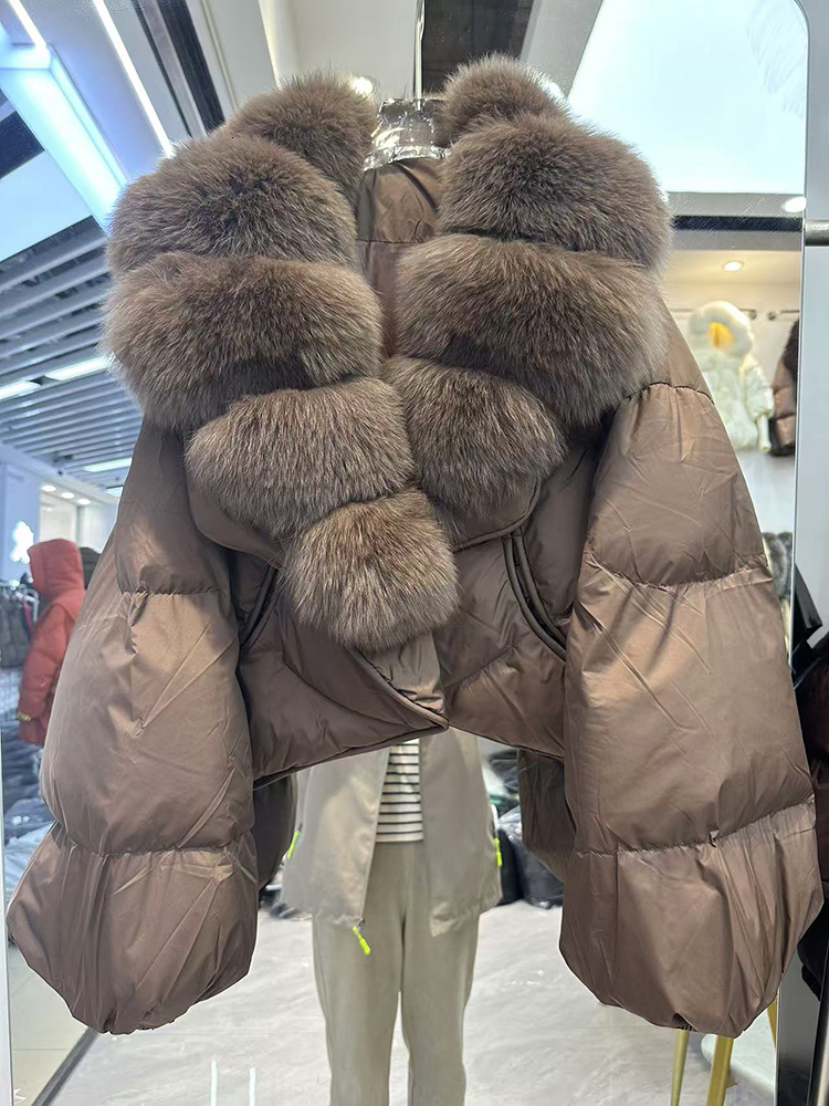 Winter New White Duck Down Snow Parka High Quality Big Real Fur Jacket Warm Pocket Waterprtoof Overcoat For Women