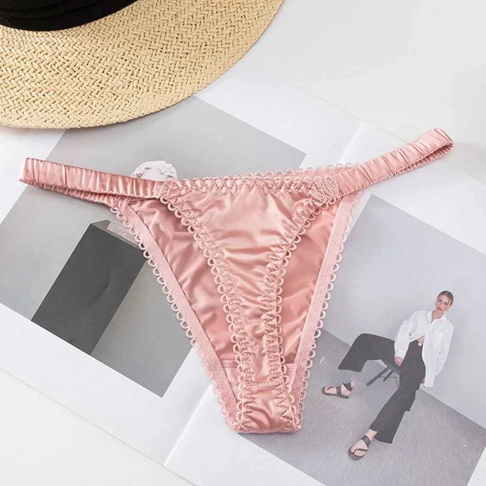 Soft and comfortable suitable for girls low waist underwear solid color thin straps womens thongs satin underwear bow underwear W250103
