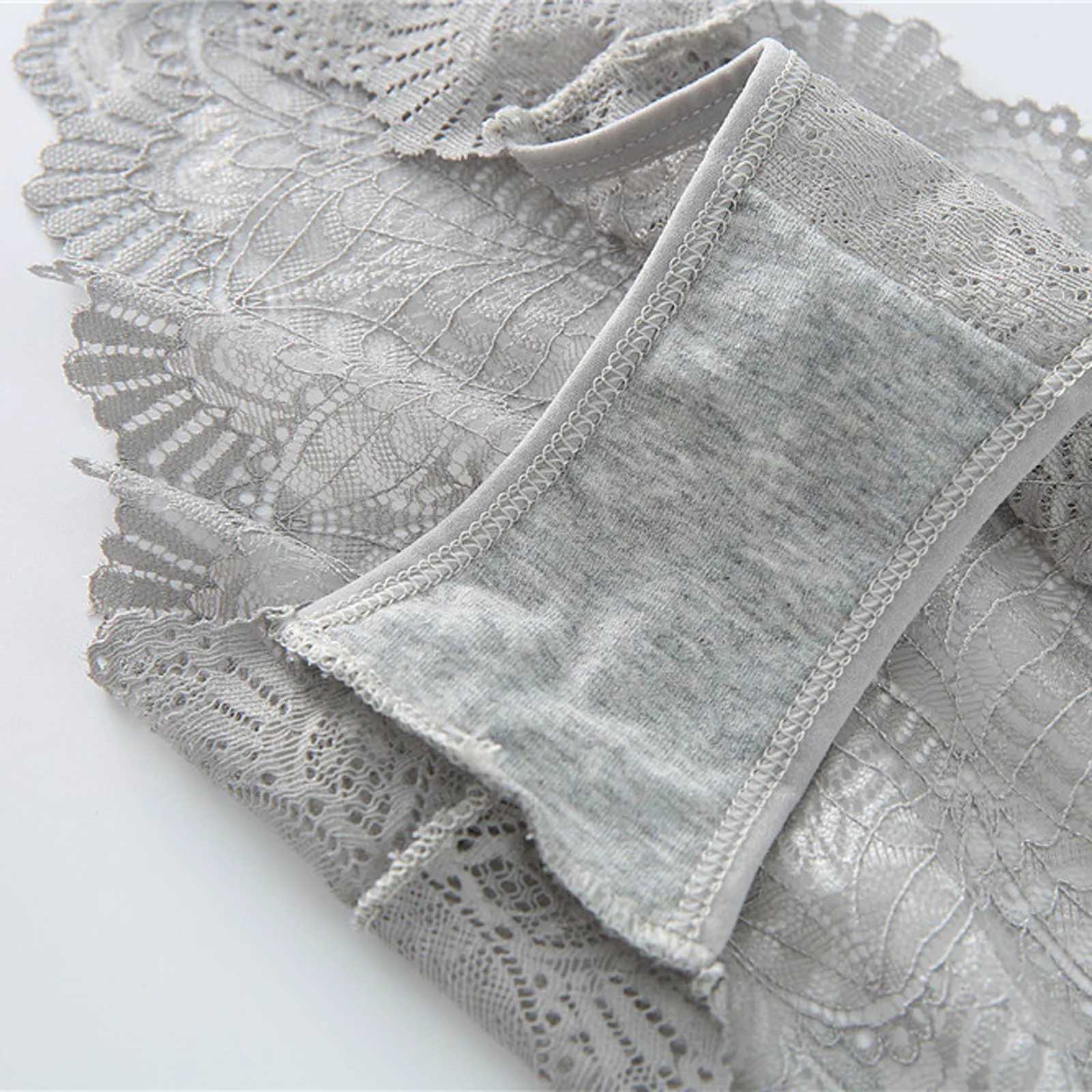 Lace decoration low waist underwear sexy perspective plus size underwear womens home underwear comfortable 4-color underwear W250103