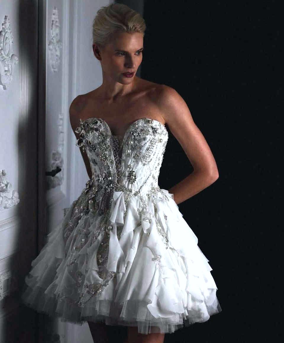 Strapless Mini Evening Dress - Sequins, Beads, Pearls Appliques, Short Prom Party Gown, Custom Made