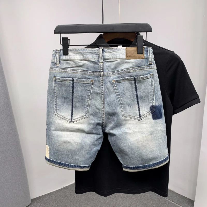Straight Male Denim Shorts Ripped Jorts Distressed Retro Baggy Mens Short Jeans Pants Fitted Y2k With Vintage Xl250102