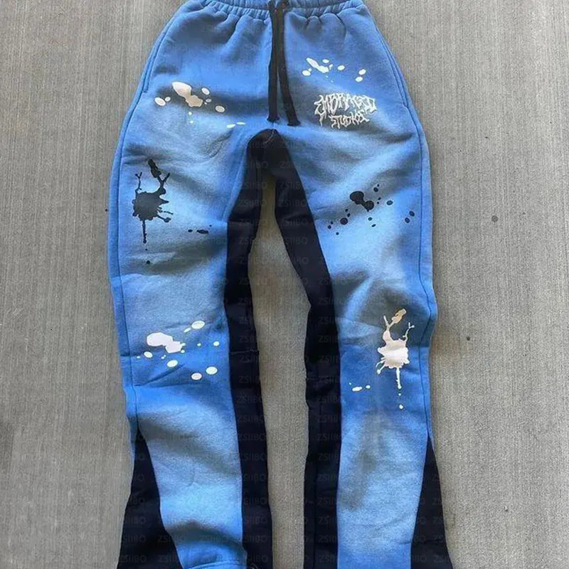 Vintage sports pants Y2K Patchwork color contrast straight leg pants mens fashion sports pants street casual Trousers 250102