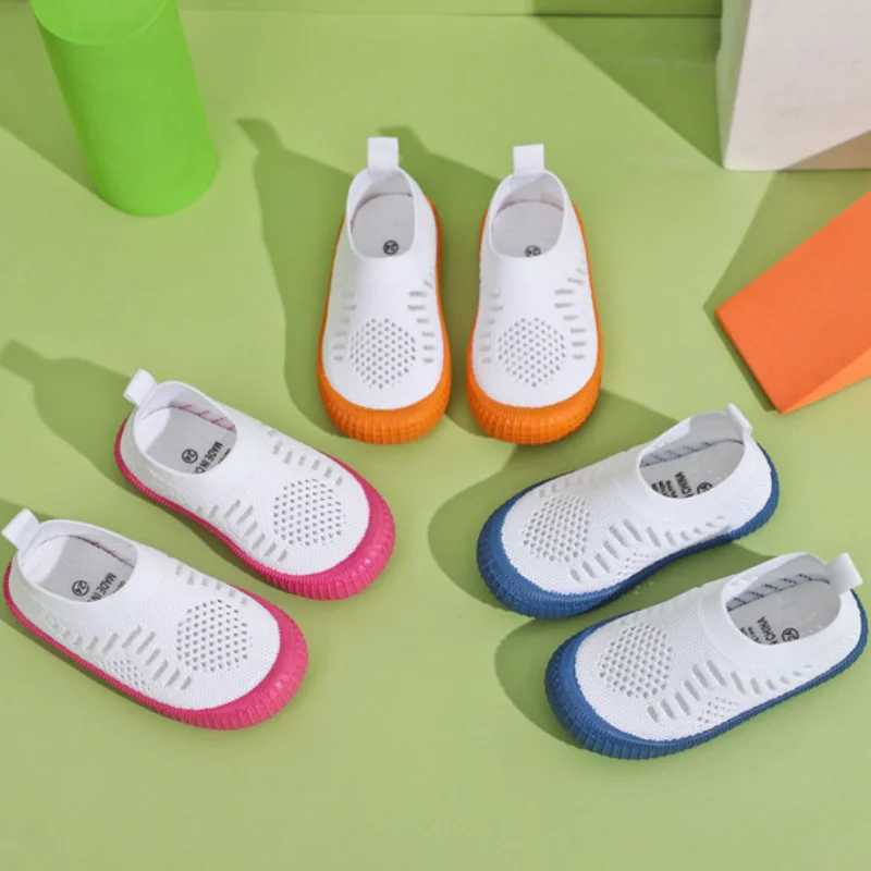 Childrens sports shoes knitted breathable mesh childrens shoes suitable for girls and boys white bottom childrens sports shoes CSH1142 M250103