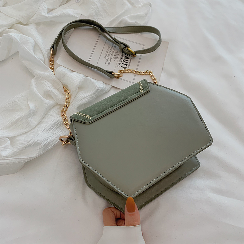 Contrast Color Niche Frosted Women's Polygonal Small Square New Versatile Chain Bag, Fashionable Shoulder Crossbody Bag
