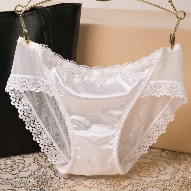Ladies Lace Fashion Briefs Transparent Thin Underpants Cotton Crotch Low Waist Panties Intimates Elasticity Breathable LingerieXJ250103