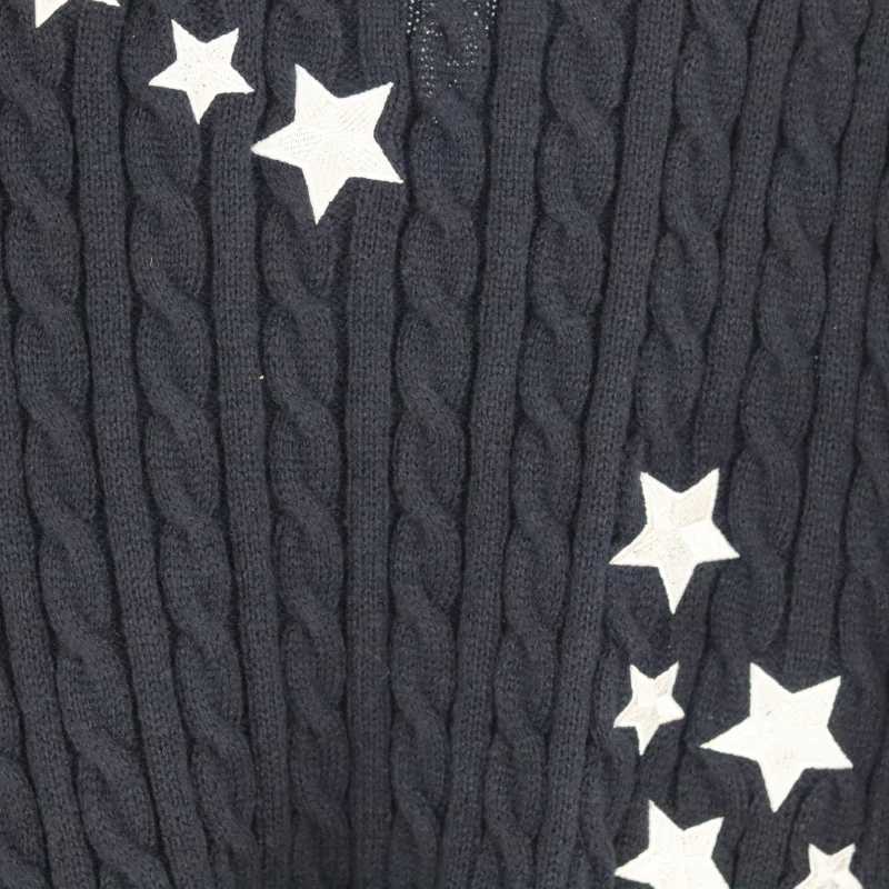 Winter Midnight Navy Blue Knitted cardigan Womens Spring Y2k Casual Star Embroidered Single Chest XS-5XL Sweater Direct Shipping M250102