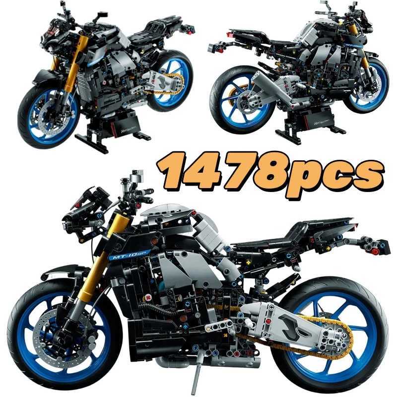Free shipping 1478PCS Technical Motorcycle Building Blocks Model Racing Motorbike Bricks Famous Yamahas MT-10 SP Moc 42159 Toys for Kids Gifts