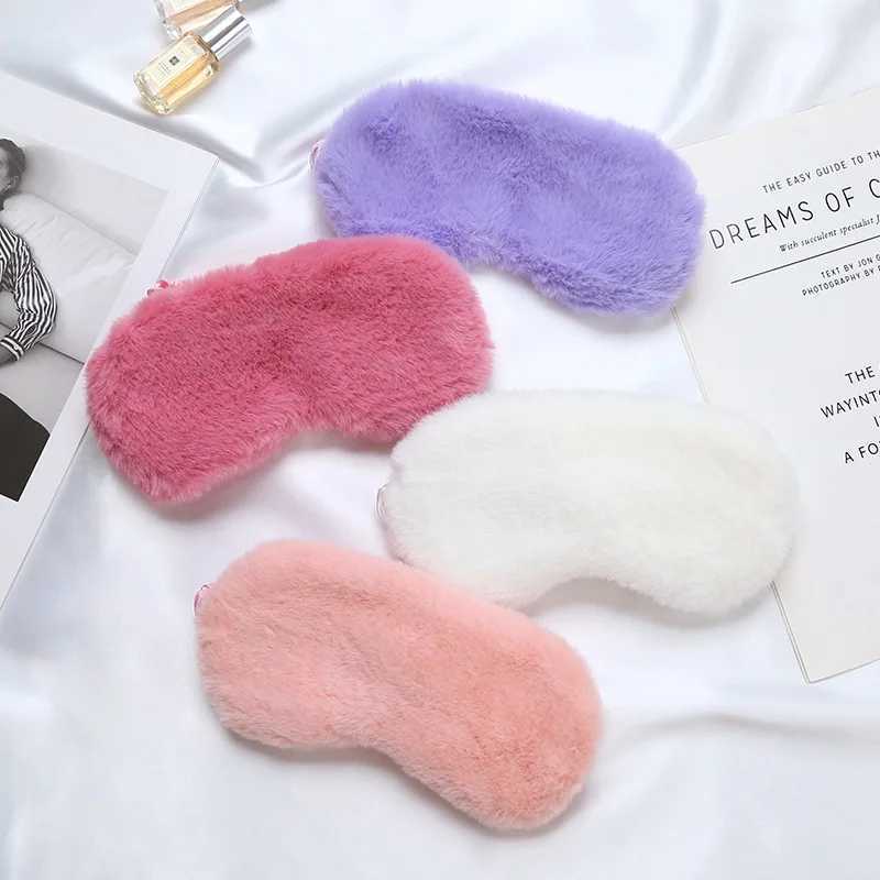 Soft Hairy Sleeping Mask Super Blocking Light Eye Mask Comfortable Travel Sleeping Aid Eyepatch Eye Shade Cover for Yoga NapXJ250103
