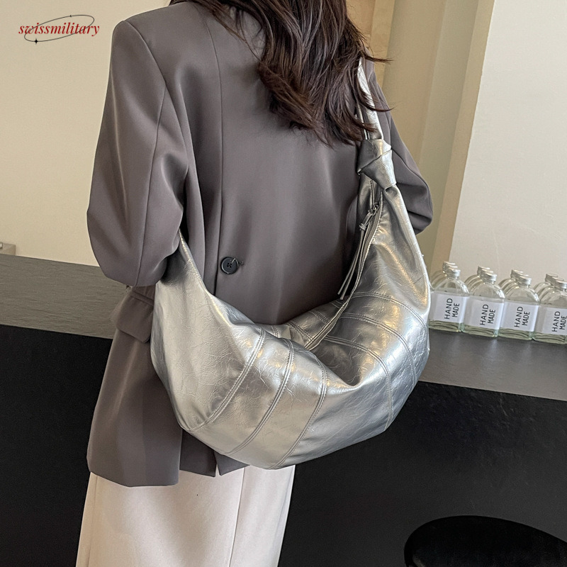 Large capacity dumpling for women 2025 new fashionable one shoulder crossbody tote cow horn bag #33 swissmilitary
