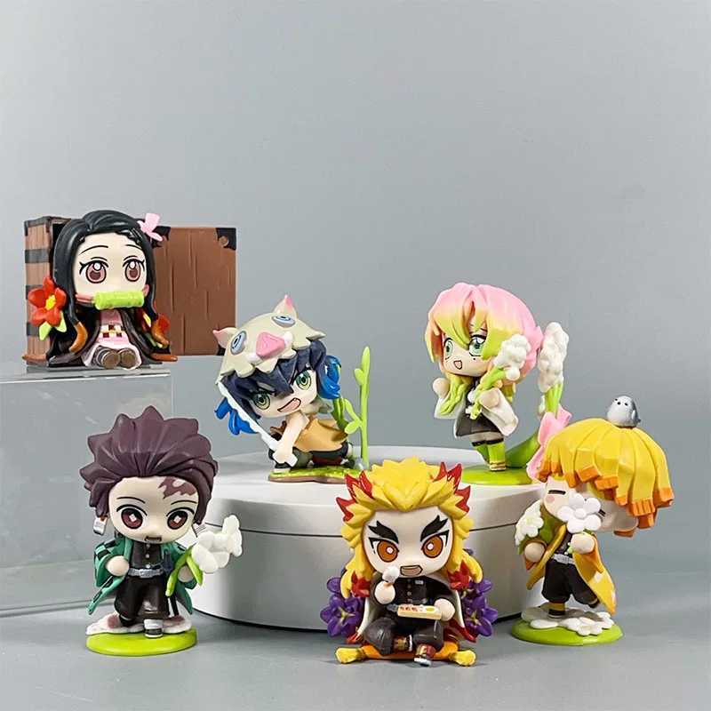 Demon Slayer Anime 9cm Model Figures Tanjirou Nezuko Zenitsu Kyoujurou Kanroji Dolls Action Figure Toys for Kids Birthday GiftXJ250103
