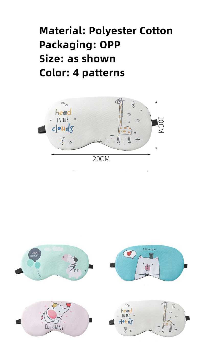 Cute Sleeping Mask Soft Cotton Sleeping Blindfold Cartoon Eye Cover Comfort Shading Travel Relax Eyeshade Health Eye CoverXJ250103