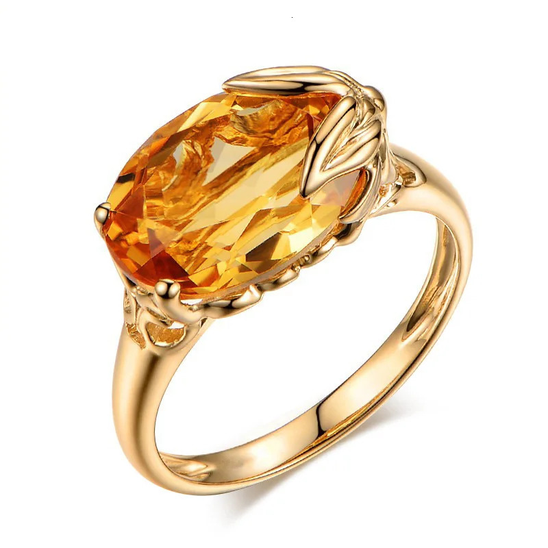 Natural yellow jade 18K gold ring suitable for women attending parties Peridot gemstones Anillos De wedding diamonds engagement jewelry exquisite ring
