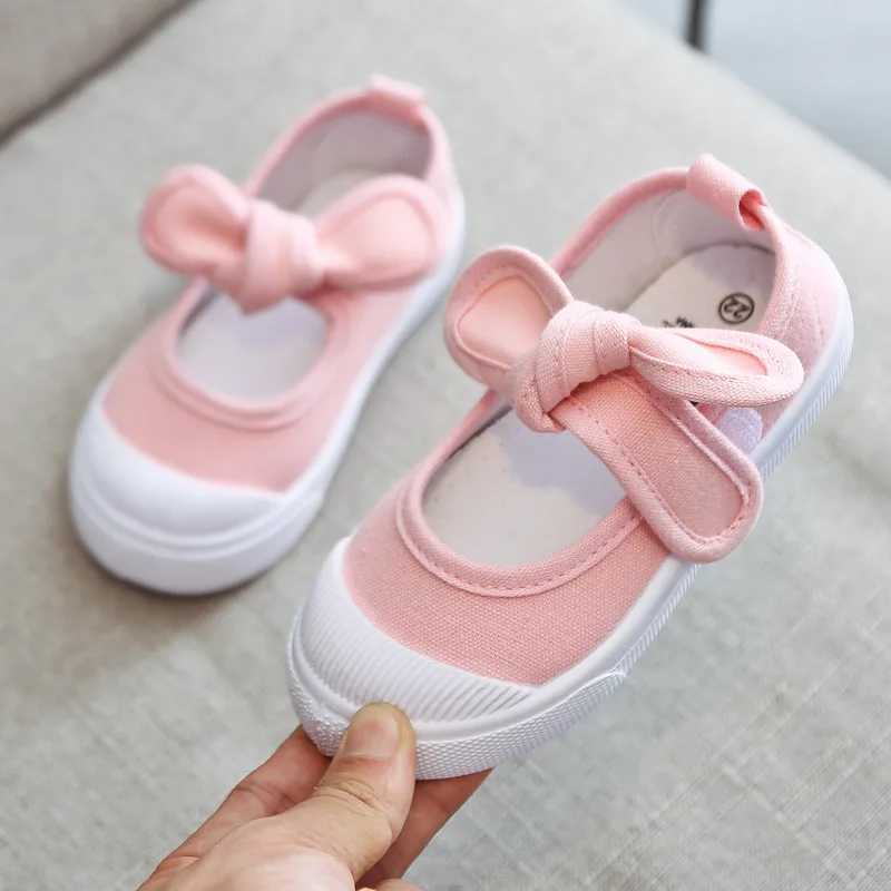 Korean Style Fashion Children Fashion Girls Canvas Shoes Versatile Bow Baby Girls Casual Shoes Direct Shipping Simple Direct Shipping M250103