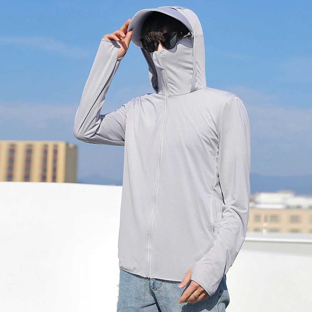 Summer Mens UPF 50+Sunscreen Clothing Fashion Solid Color UV Sunscreen Jacket Outdoor Fishing Hoodie M-3XL W250103