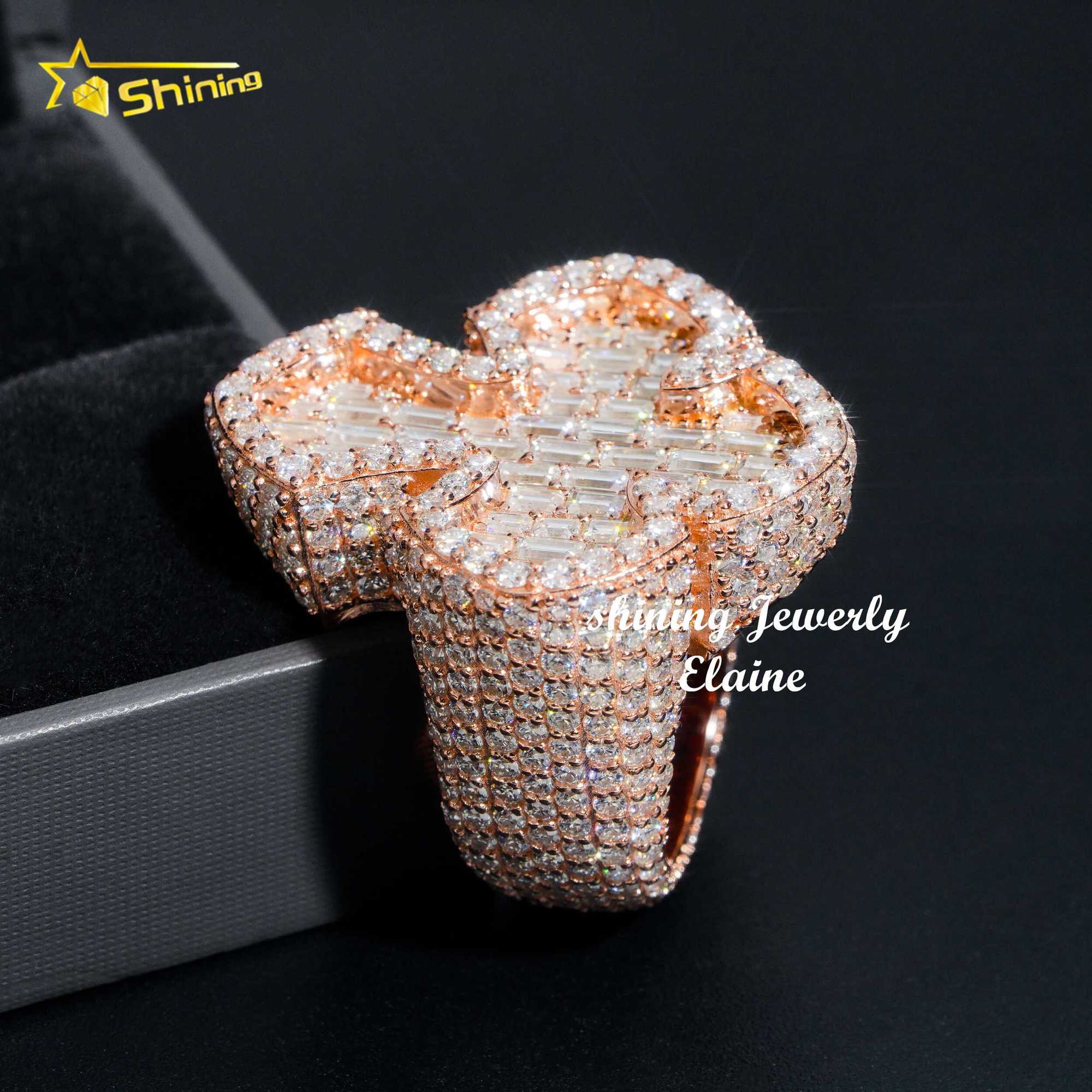 Pass diamond tester iced out vvs moissanite luxury 925 sterling silver hip hop jewelry diamond men ring