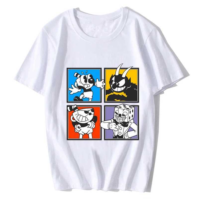 Cuphead Characters Mens T-Shirts Clothing Tees Custom t shirt Summer Short Sleeve Cotton Tshirt StreetwearXJ240102