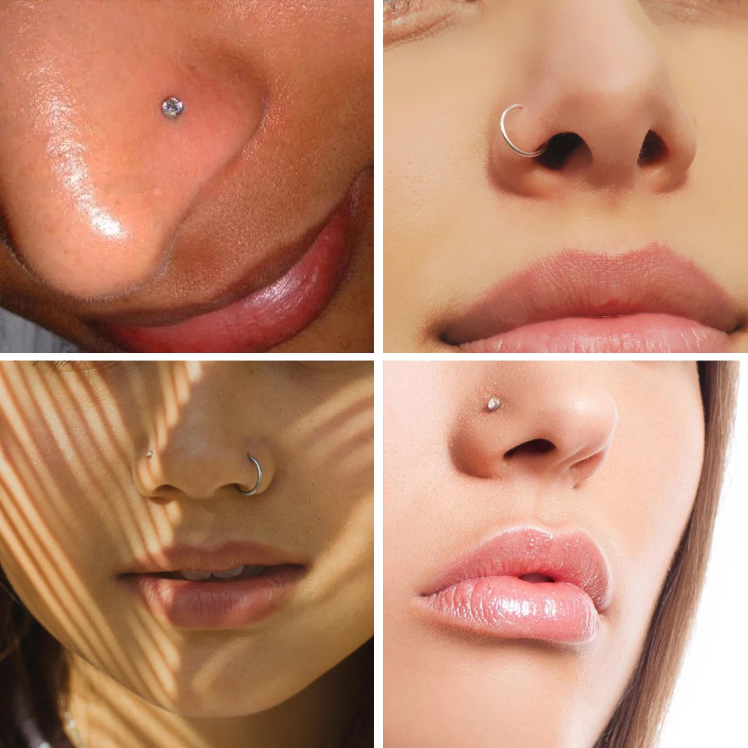 28Pcs/Set 20g Stainless Steel Nose Rings Hoop L Shape Nose Studs Nose Screw Bone Rainbow Pack For Women Men 250103