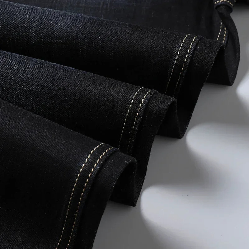 Classic Style Men Jeans Business Casual Straight Stretch Slim Denim Pants Light Blue Black Trousers Male Size 28-40 241230