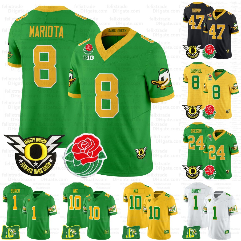 Bo Nix Oregon Ducks 2025 Rose Bowl Game BIG Patch Football Jerseys Ty Thompson Sean Dollars Marcus Mariota Keise Irving Troy Franklin Dante Thornton Justin Flowe