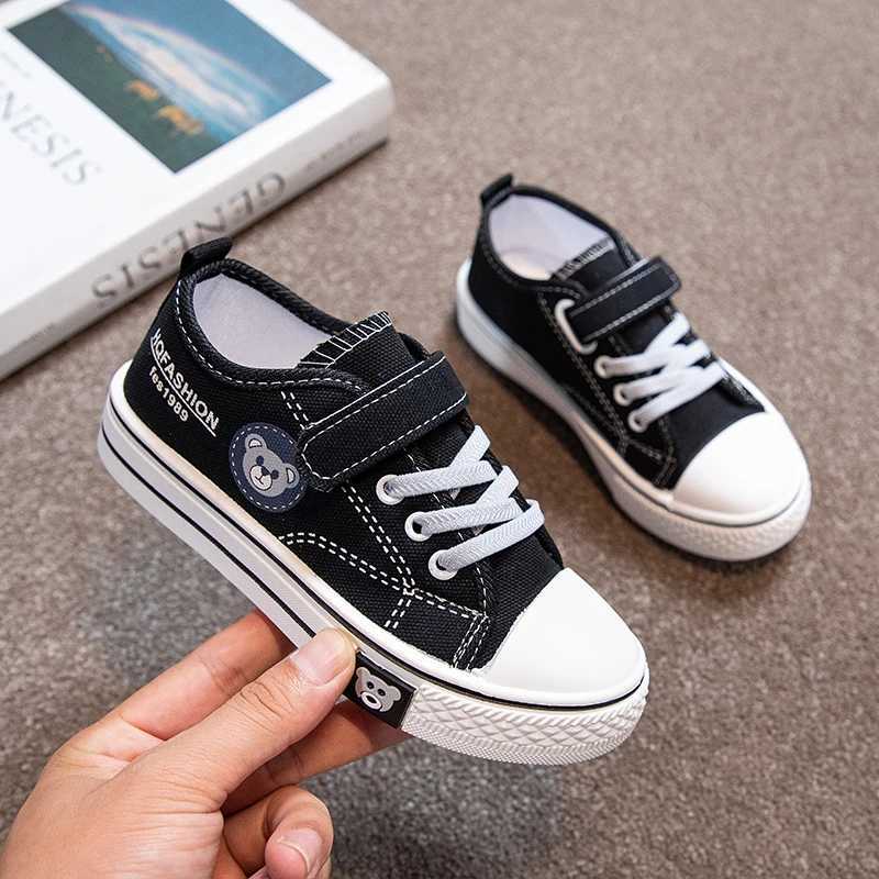 Childrens canvas shoes boys sports shoes bear print casual school shoes 4-8 year lightweight flat boys tennis shoes M250103