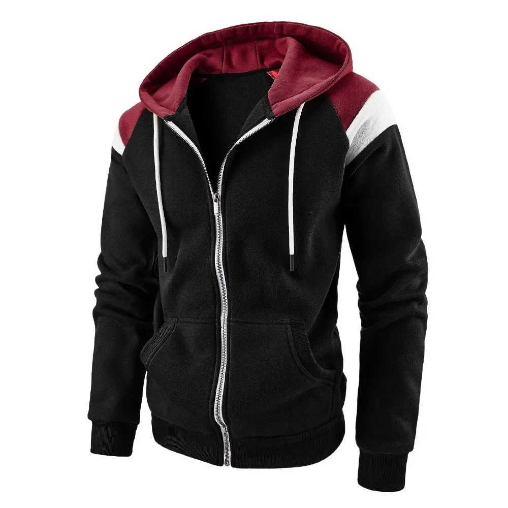 New mens hoodie color blocking casual loose hoodie spring autumn jacket mens streetwear Techwear W250103