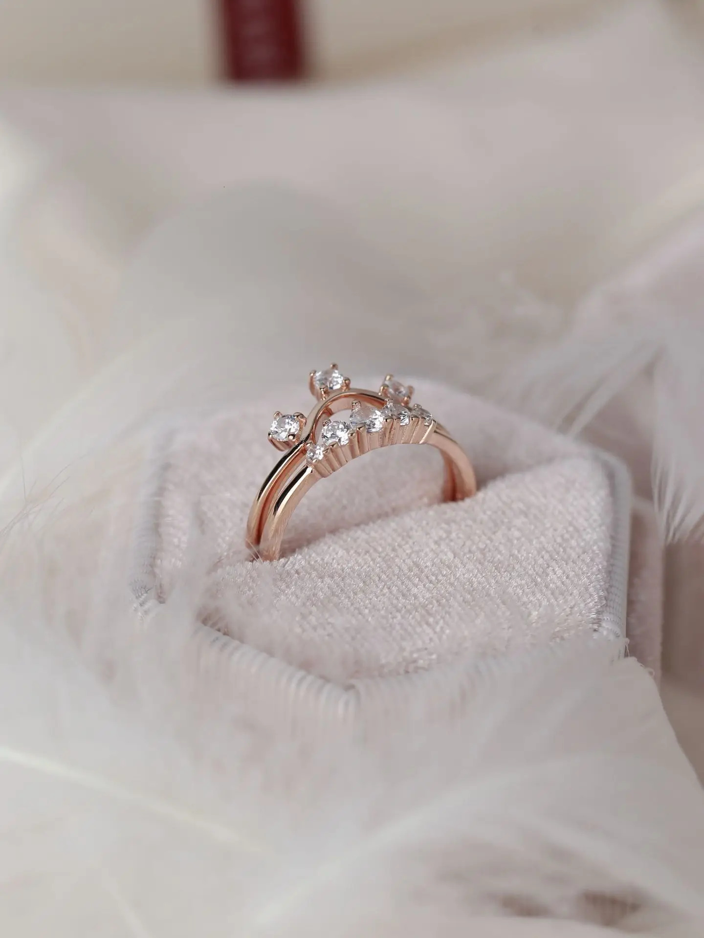 European and American sense s925 pure silver multi-layer moonstone rose gold ring womens fashion ring 250102