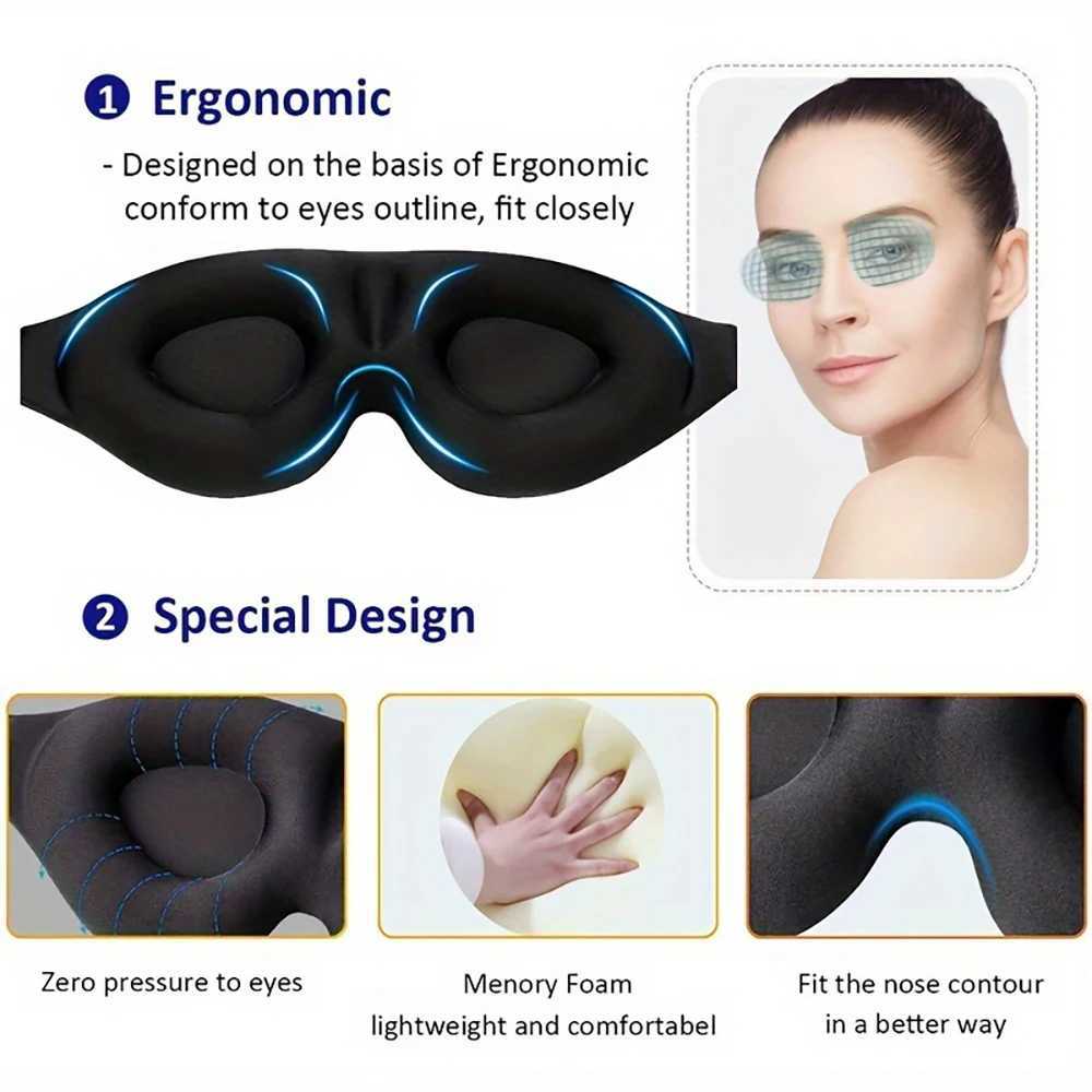 3D Eye Mask Adjustable Suitable for Men and Women with No Pres on the Eyes Breathable and Light Blocking Eye Mask BlackXJ250103