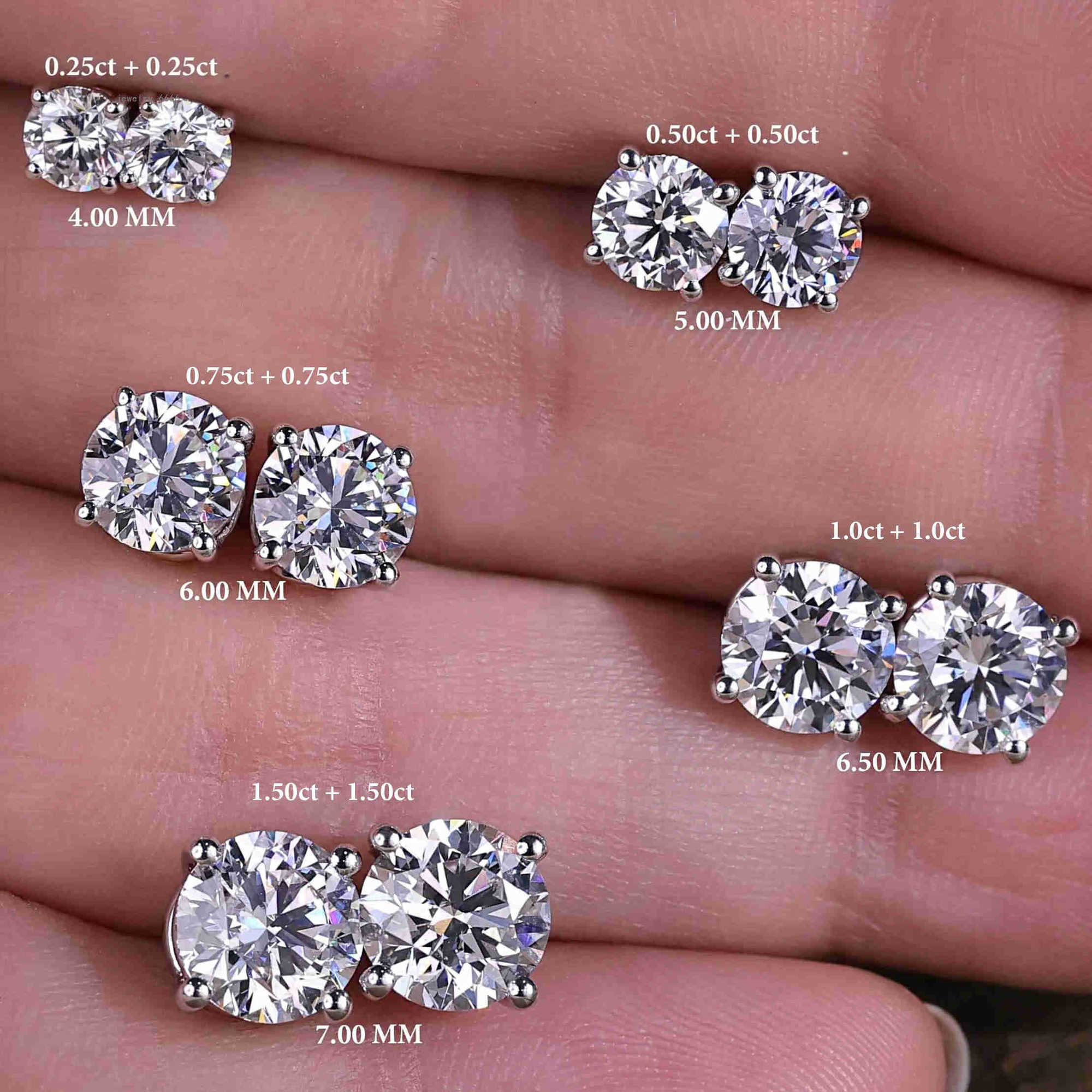 Custom Vvs Lab Grown Created Diamond Studs Earrings Real 10K 14K 18K Solid Gold 925 Silver Round Diamond Stud Earring Men Women