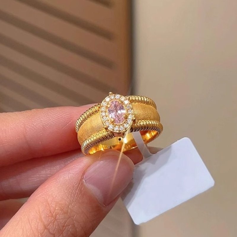 Vintage Jewelry Weddi Ris Designer Elegant 18k Gold Fill Oval Cut Dove Egg Sapphire CZ Diamond Court Party Women Fashion Accessories Eternity Open Eag