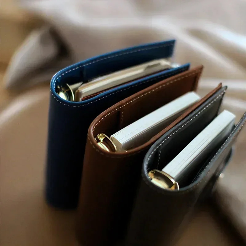 Fromthenon A7 A6 A5 Soft Leather Large Ring Loose-leaf Notebook 6-Hole Metal Ring A7 Retro Leather Planner Portable Notebook 250103