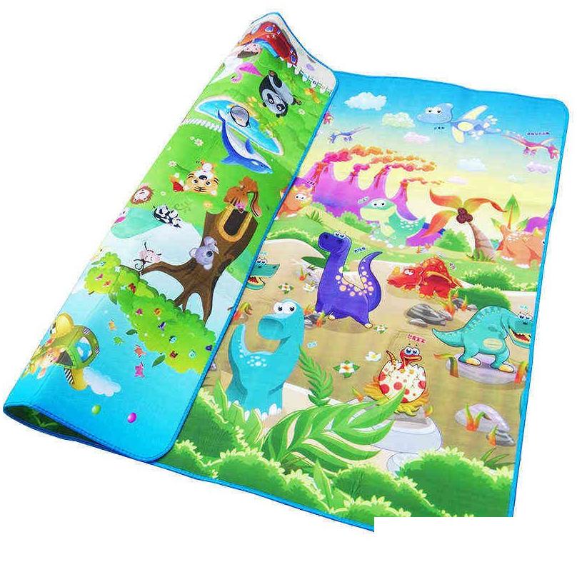 Baby Rugs Playmats Crawling Play Mat 2X18 Meter Climb Pad Doubleside Fruit Letters And Happy Farm Toys Playmat Kids Carpet Game 220 Otn5V S25414