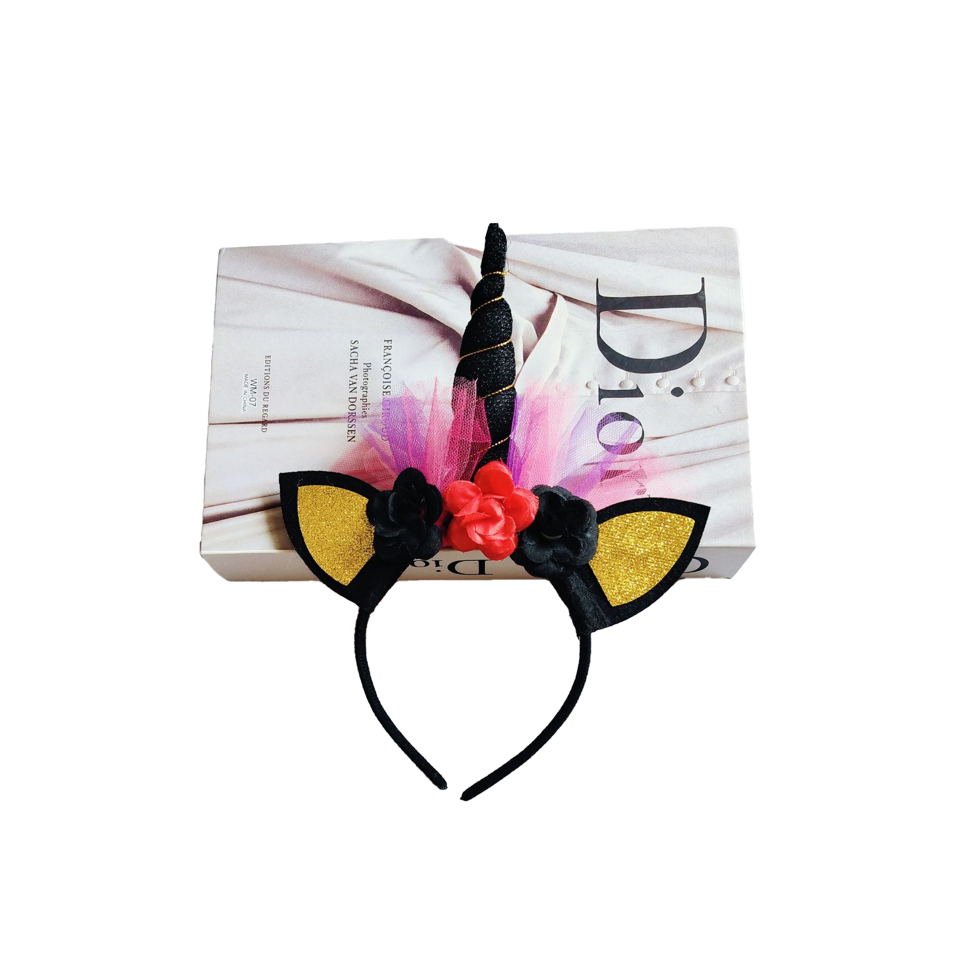 Halloween big mesh unicorn headband for sale cute headband for holiday parties unicorn mesh headband manufacturer wholesale