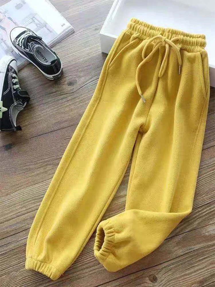 Winter womens harem pants woolen long thick Y2K sports pants runners trousers sports and casual earth colored warm pants 250102