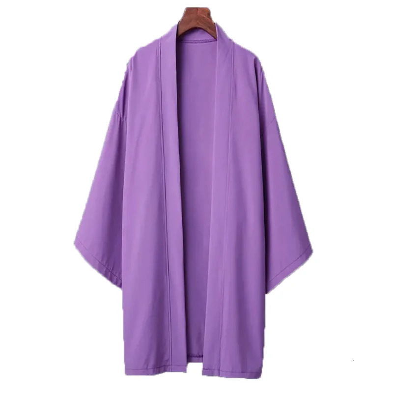 Mens Solid Color Long Sleeve Cardigan Long Kimono Shirt Asian Traditional Wear Yukata Haori Jacket Coat 6 Color Japanese Kimono 250103
