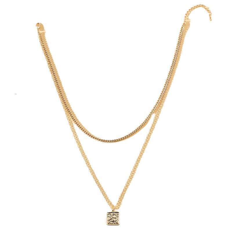 Japanese Korean style 1 double layered angel necklace with niche design, hanging tag, sweet and cool style, female personality, trendy sweater chain