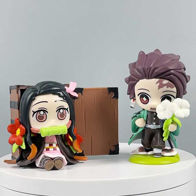 Demon Slayer Anime 9cm Model Figures Tanjirou Nezuko Zenitsu Kyoujurou Kanroji Dolls Action Figure Toys for Kids Birthday GiftXJ250103