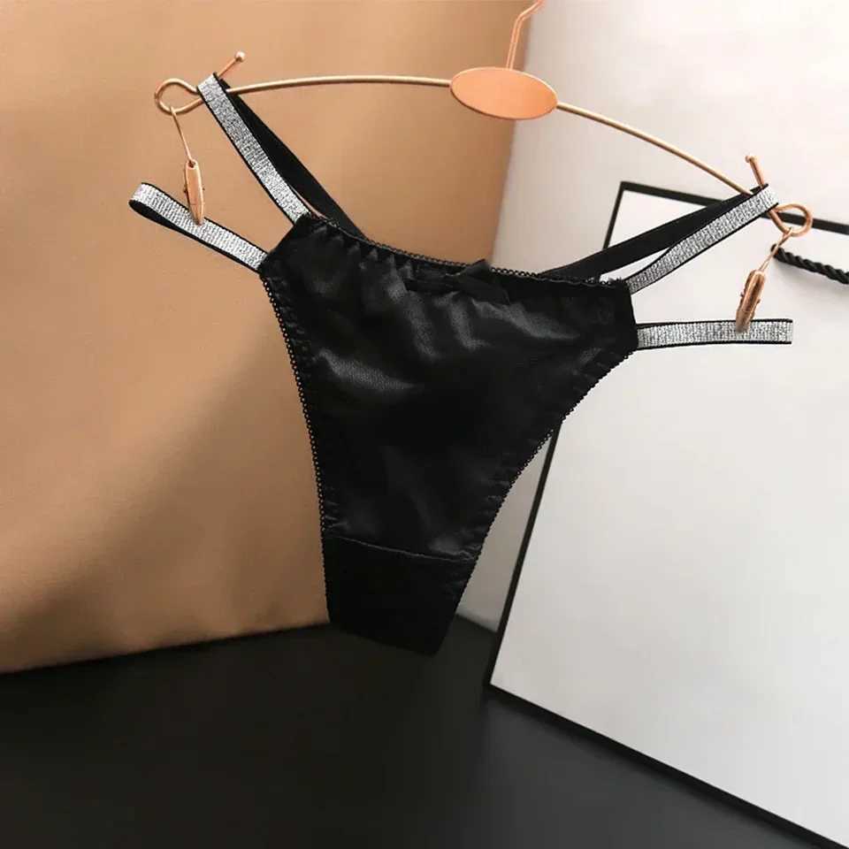 Womens Silky Satin Thongs Panties Lingerie T-back G-strings Low Waist Knickers Underwear Ladies Sexy Bikini BriefsXJ250103