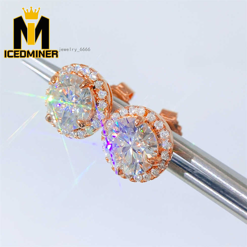 Icedminer Moissanite Diamond Earrings Round S925 Silver Ear Jewelry Pass Tester S925 Silver Earrings for Women