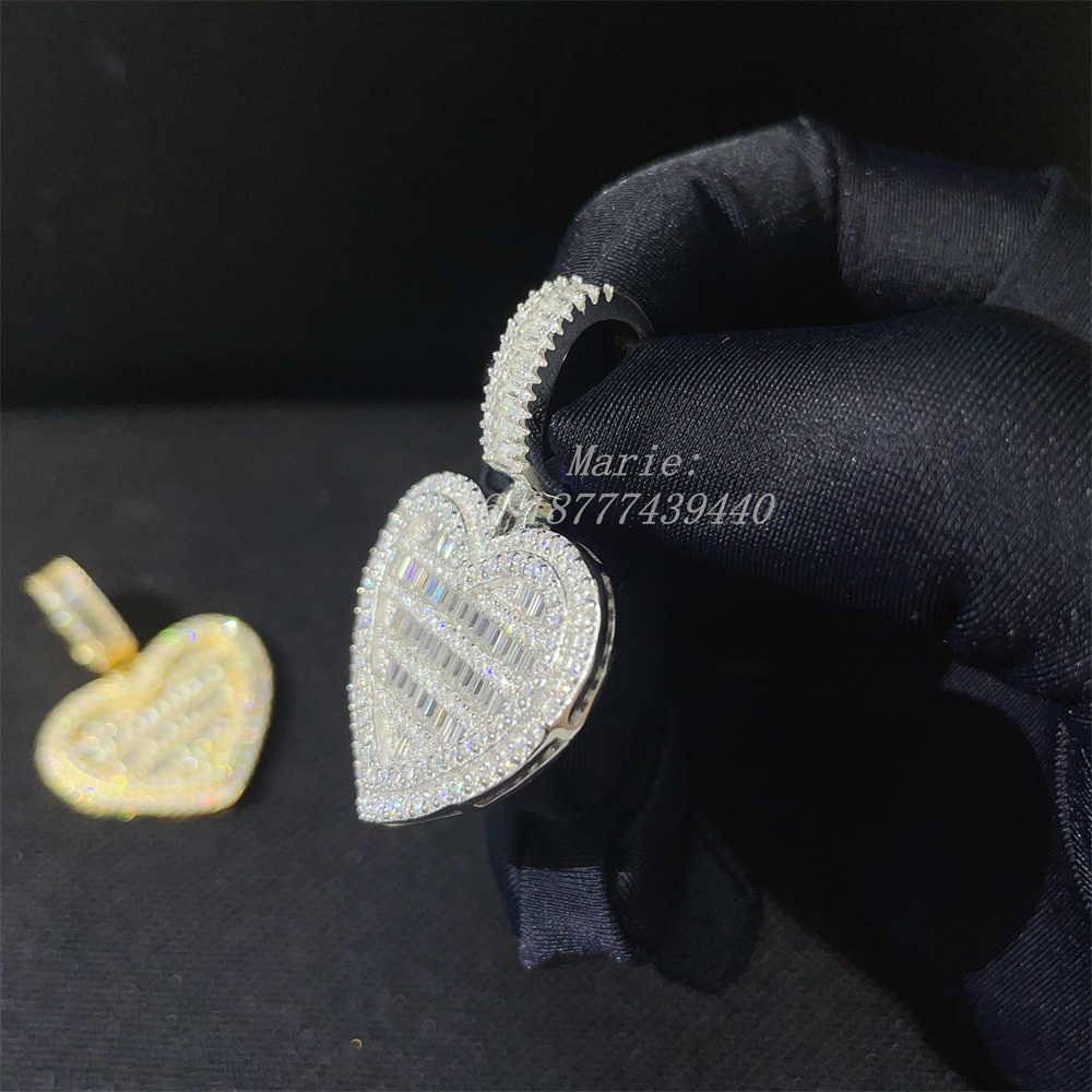 Wholesale price good quality silver 925 with baguette moissanite hip hop jewelry iced out custom pendant