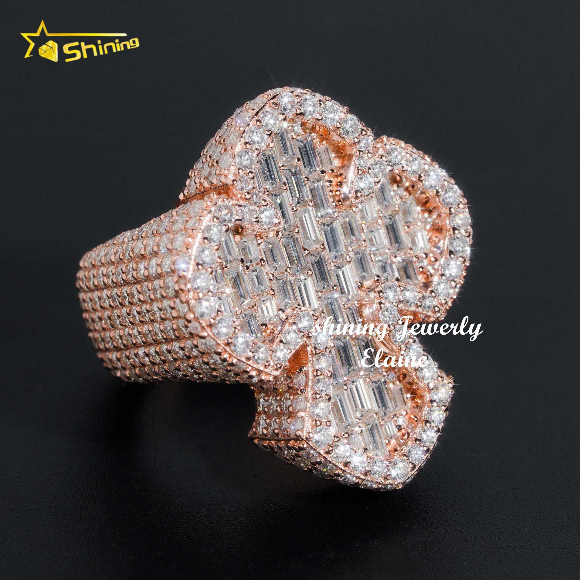 Pass diamond tester iced out vvs moissanite luxury 925 sterling silver hip hop jewelry diamond men ring