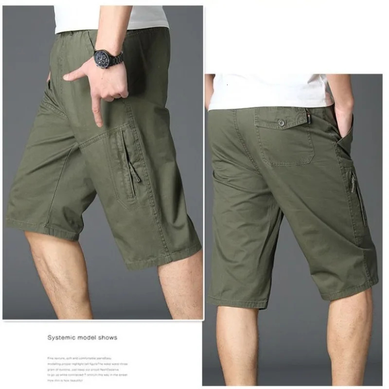 Vintage Large Pocket Work Shorts Summer Male Loose Straight Breeches Harajuku Fashion Y2k Clothes Mens Casual Pants 250103