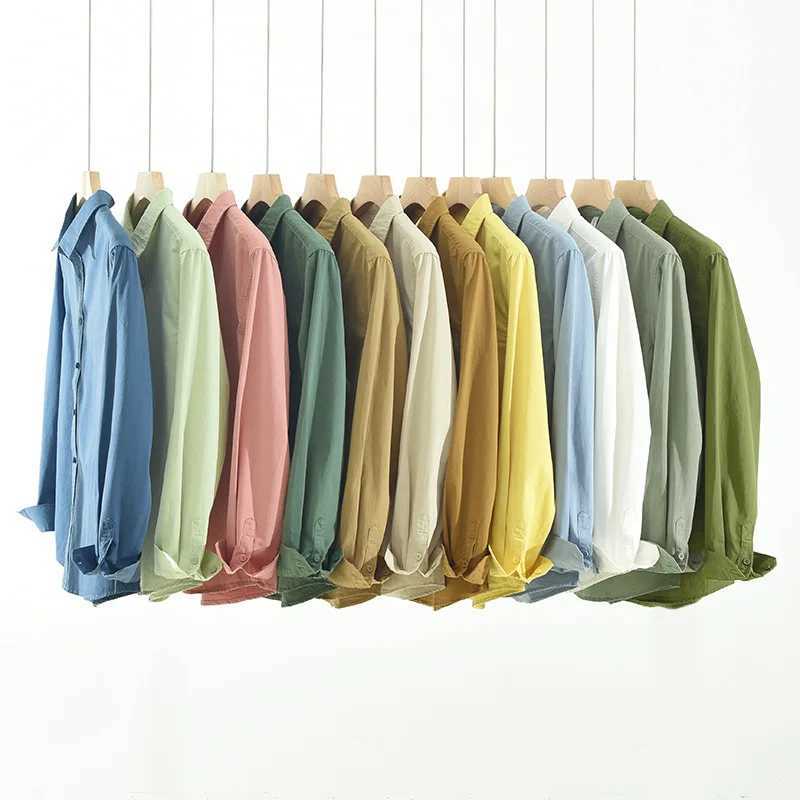 Mens long sleeved casual shirt artistic fresh cotton collared loose shirt outdoor camping thin jacket cardigan top W250103